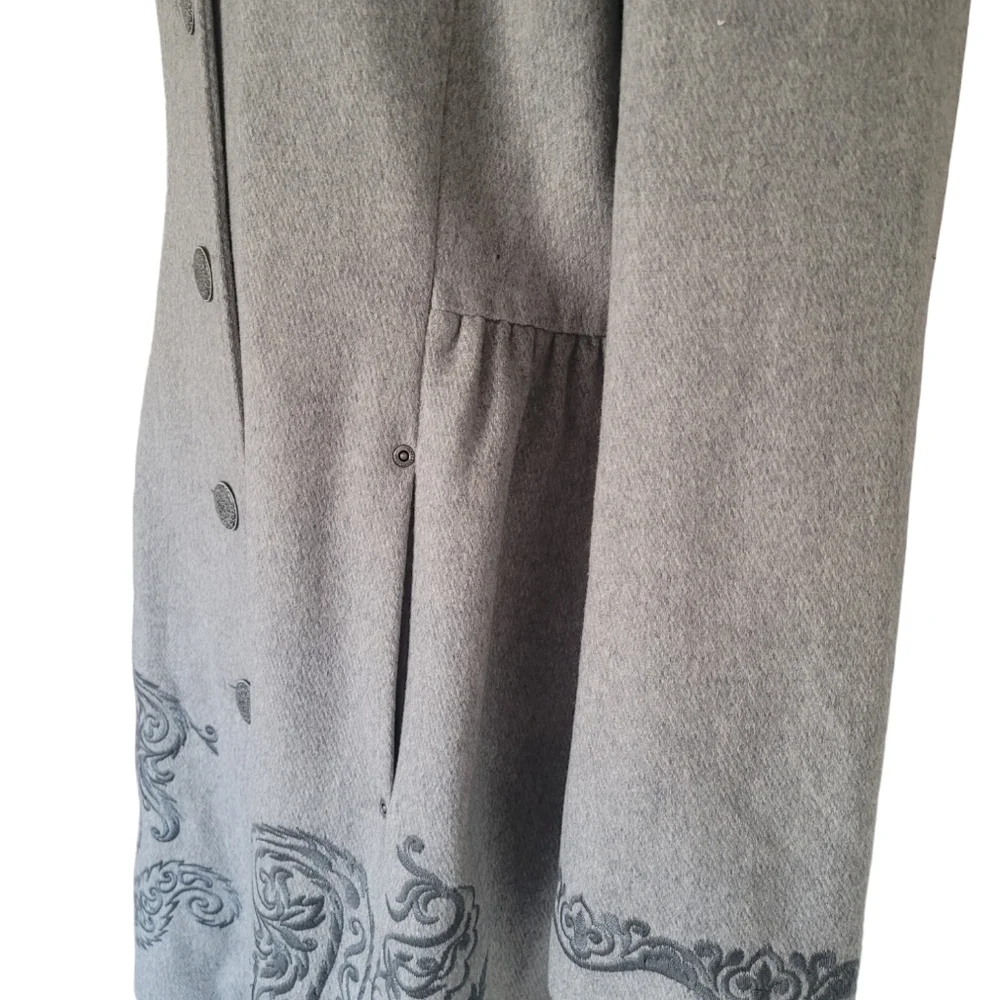 Odd Molly Gray Embroidered Wool Midi  Swing Coat. NWT‎